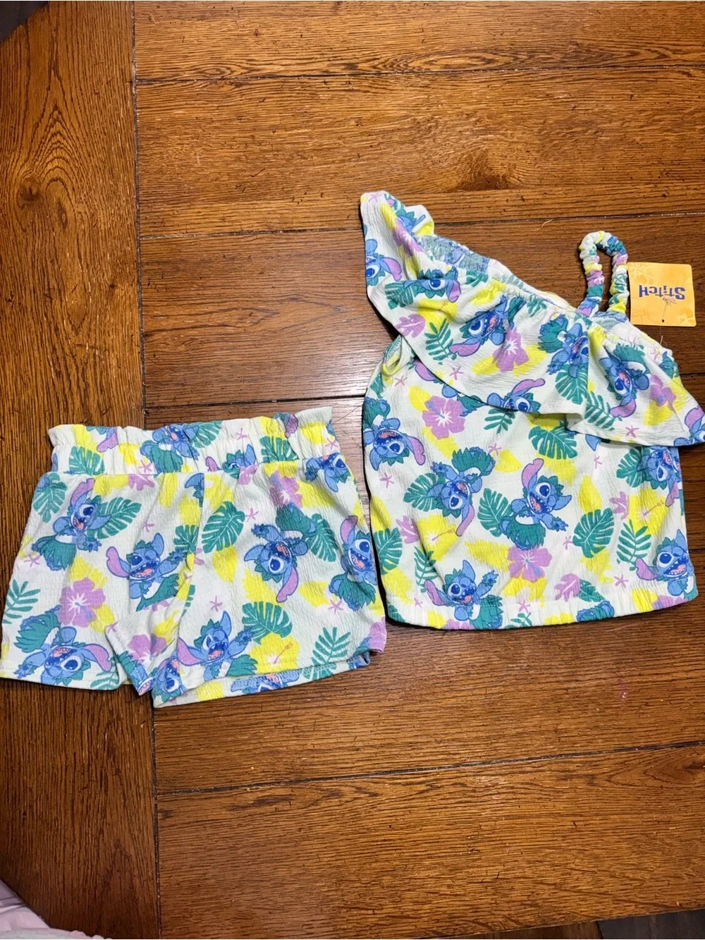 Disney Stitch Floral Print Lightweight Summer Set — Yellow, Blue, Green, Pink